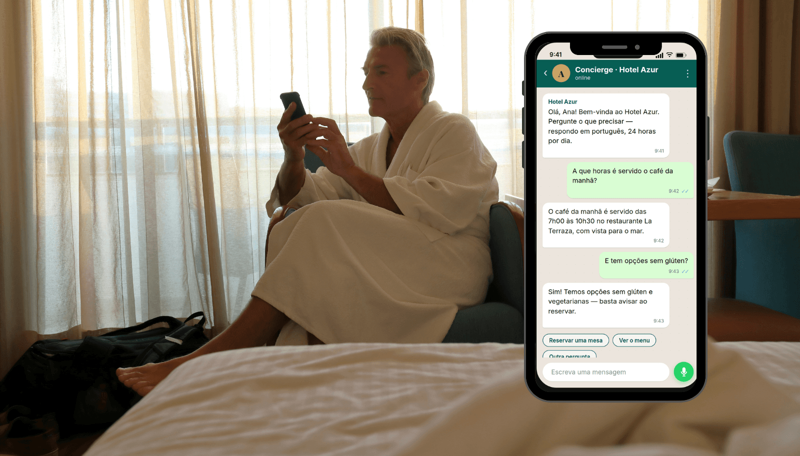International guest choosing WhatsApp to message their hotel